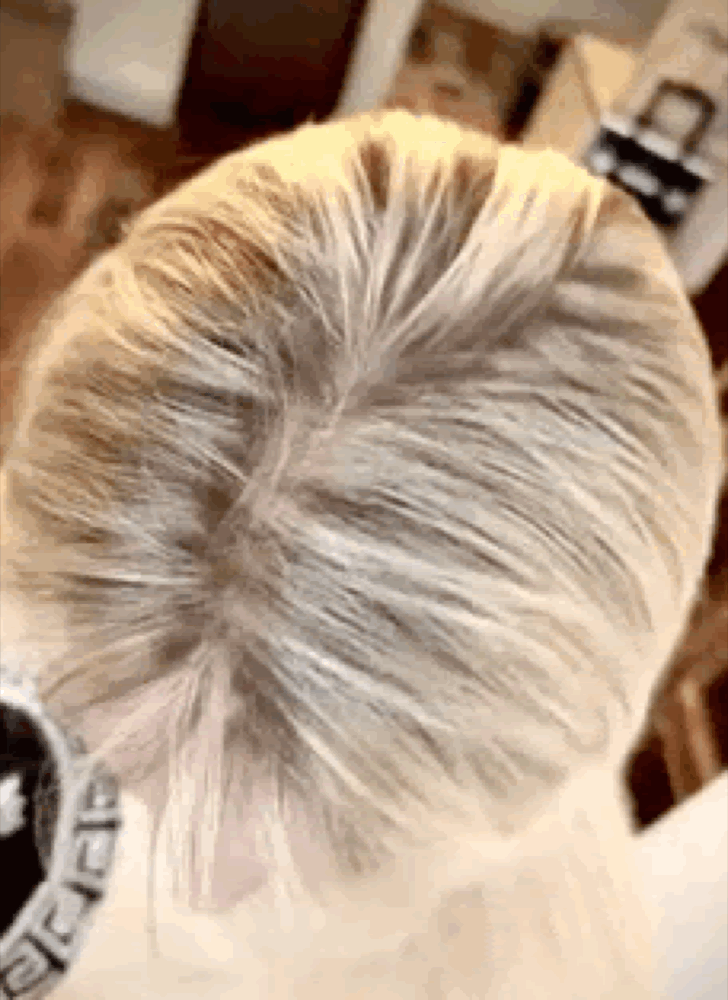 Blondierung mit Ansatz-Behandlung – mobile Friseurin Wien
